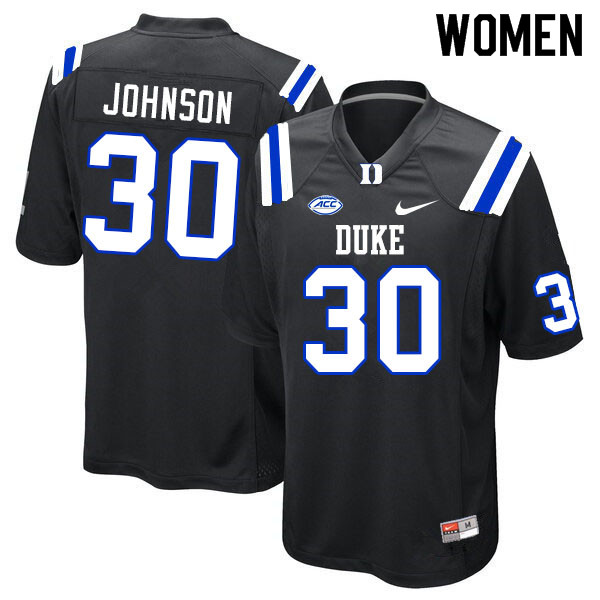 Women #30 Brandon Johnson Duke Blue Devils College Football Jerseys Sale-Black - Click Image to Close